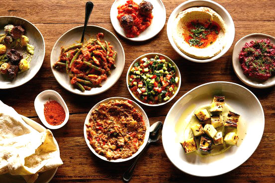 A typical Israeli salad spread. 